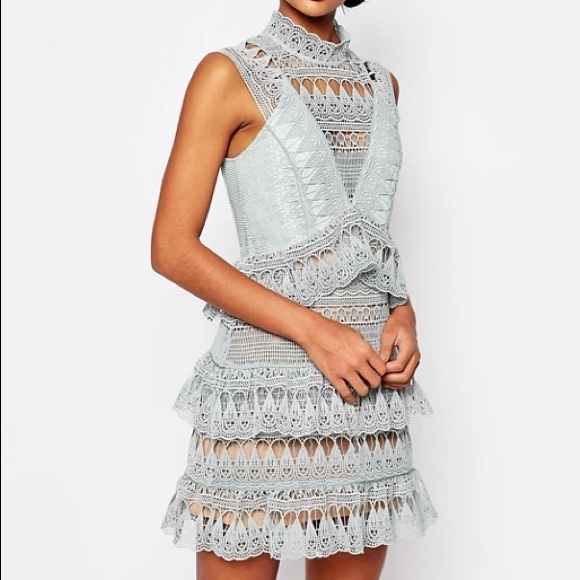 Authentic Self-Portrait Mint Teardrop Lace Dress - Picture 6 of 16